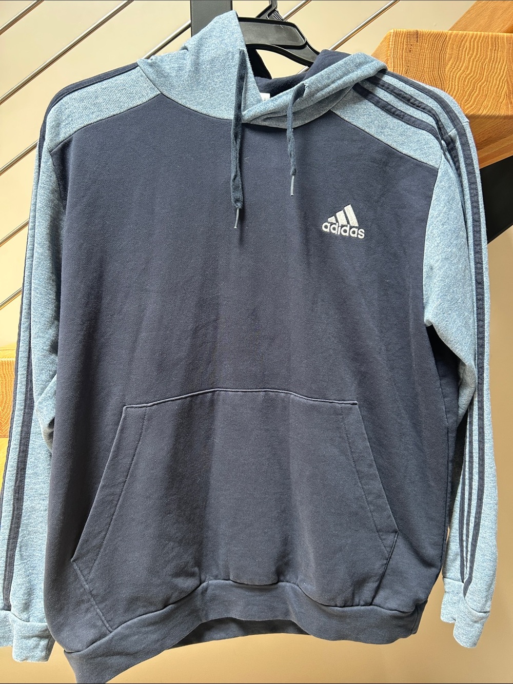 adidas Men's Navy & Light Blue Two-Tone Hooded Sweatshirt B015